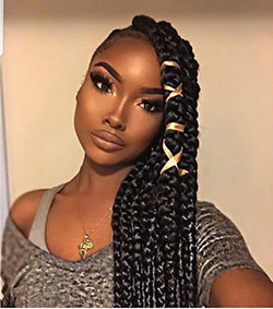 Trenzas para mujeres negras, Trenza de encaje dorado sobre piel oscura.: trenzas de ganchillo,  trenzas de caja,  Cabello corto,  Peinados Trenzados  