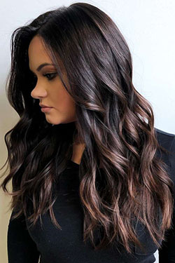 Cabello negro de longitud media con reflejos.: Peluca de encaje,  Pelo largo,  Ideas para teñir el cabello,  Pelo castaño  