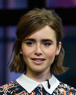Lily collins creciendo flequillo: corte bob,  Pelo largo,  Ideas para teñir el cabello,  corte pixie,  Lily Collins,  Peinado corto,  Amar  
