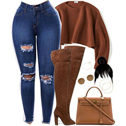 Estilo de atuendo marrón con pantalones, shorts, jeans.: Atuendos Para Citas,  Traje Marrón  